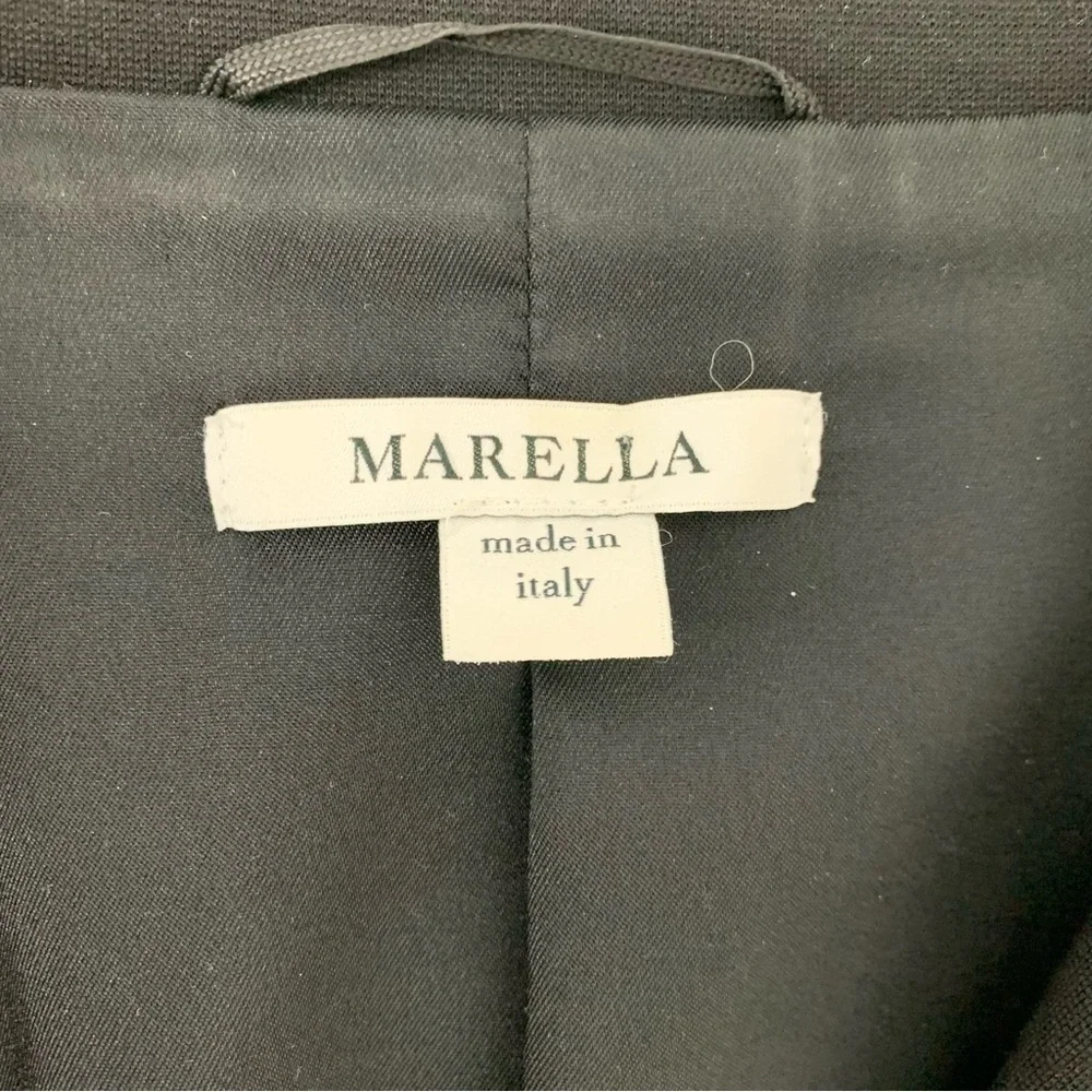 Marella Blazer Black Zip Accents Button Sz 12 Classic Elegant Office Italy - Picture 9 of 14